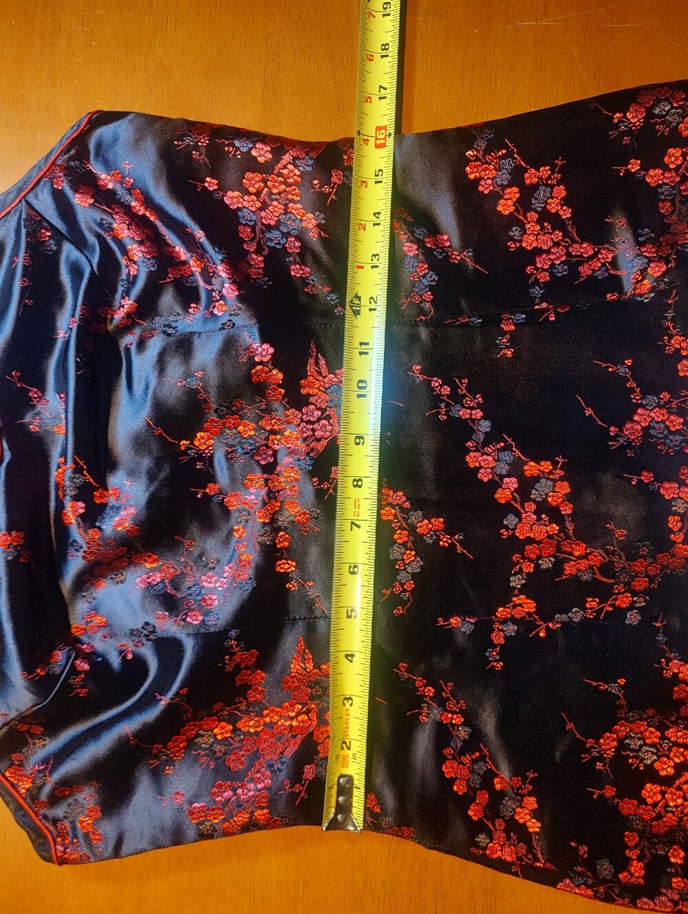 Shanghai Soho VTG Women’s Cheong-sam Black Floral Silk Blend Satin Dress Size M - Picture 10 of 11